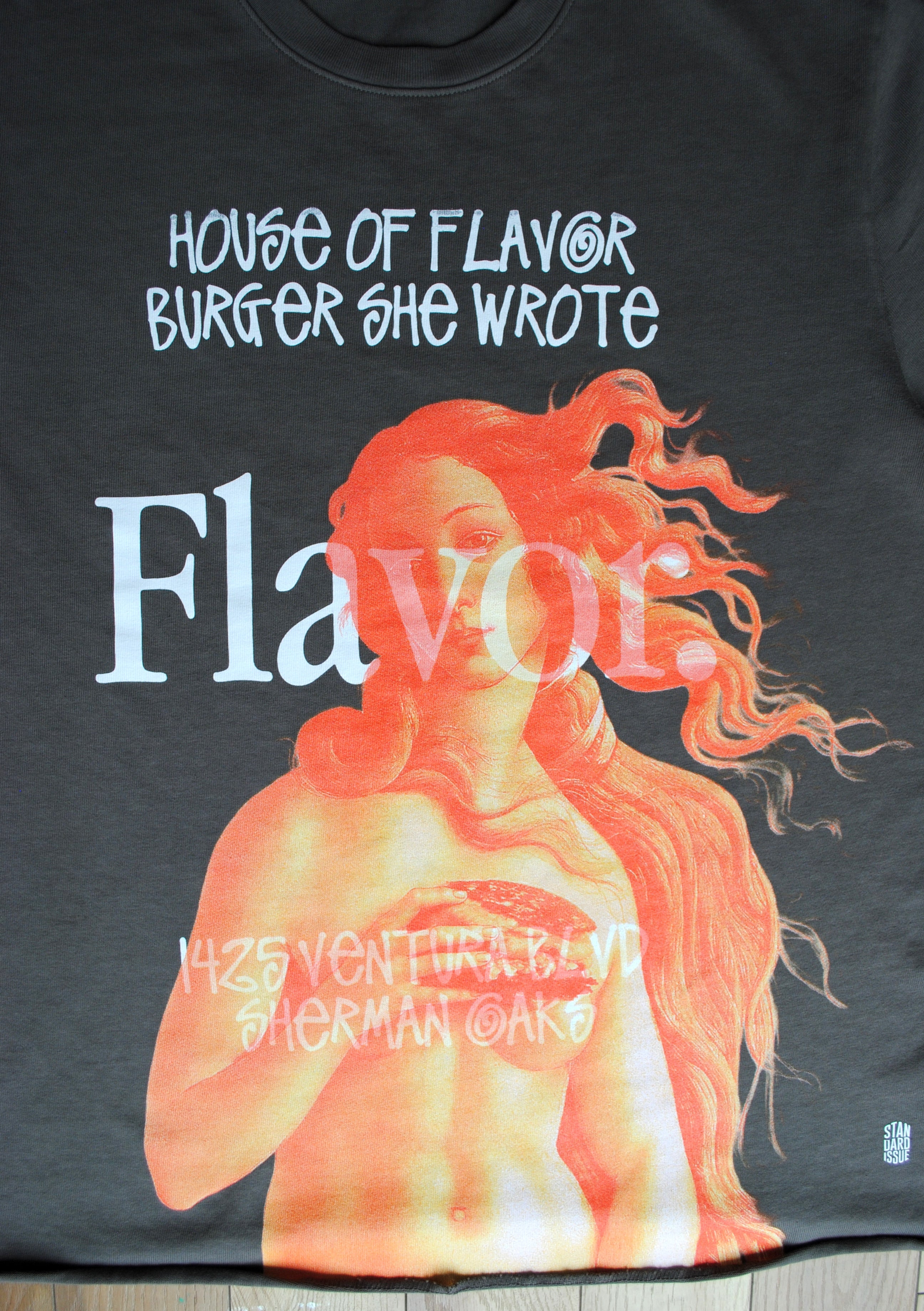 HOUSE OF FLAVOR x STANDARD ISSUE LONG SLEEVED TEE SHIRT FOR BURGER SHE WROTE