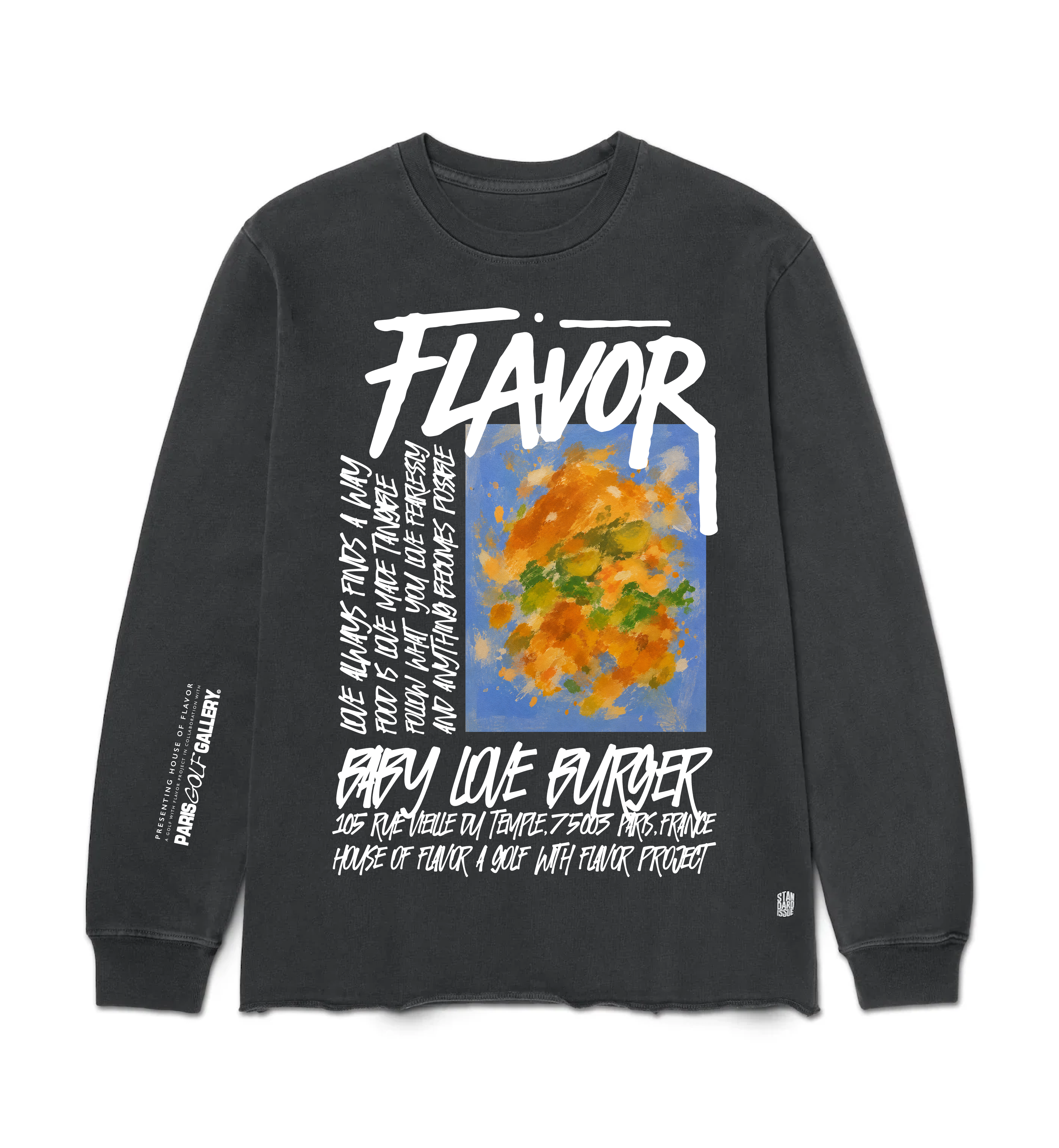 HOUSE OF FLAVOR x STANDARD ISSUE LONG SLEEVED TEE SHIRT FOR BABY LOVE BURGER PARIS