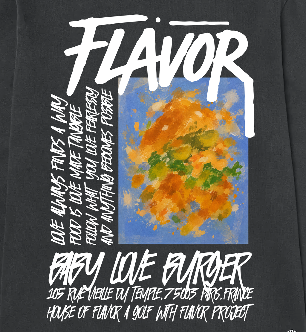 HOUSE OF FLAVOR x STANDARD ISSUE LONG SLEEVED TEE SHIRT FOR BABY LOVE BURGER PARIS
