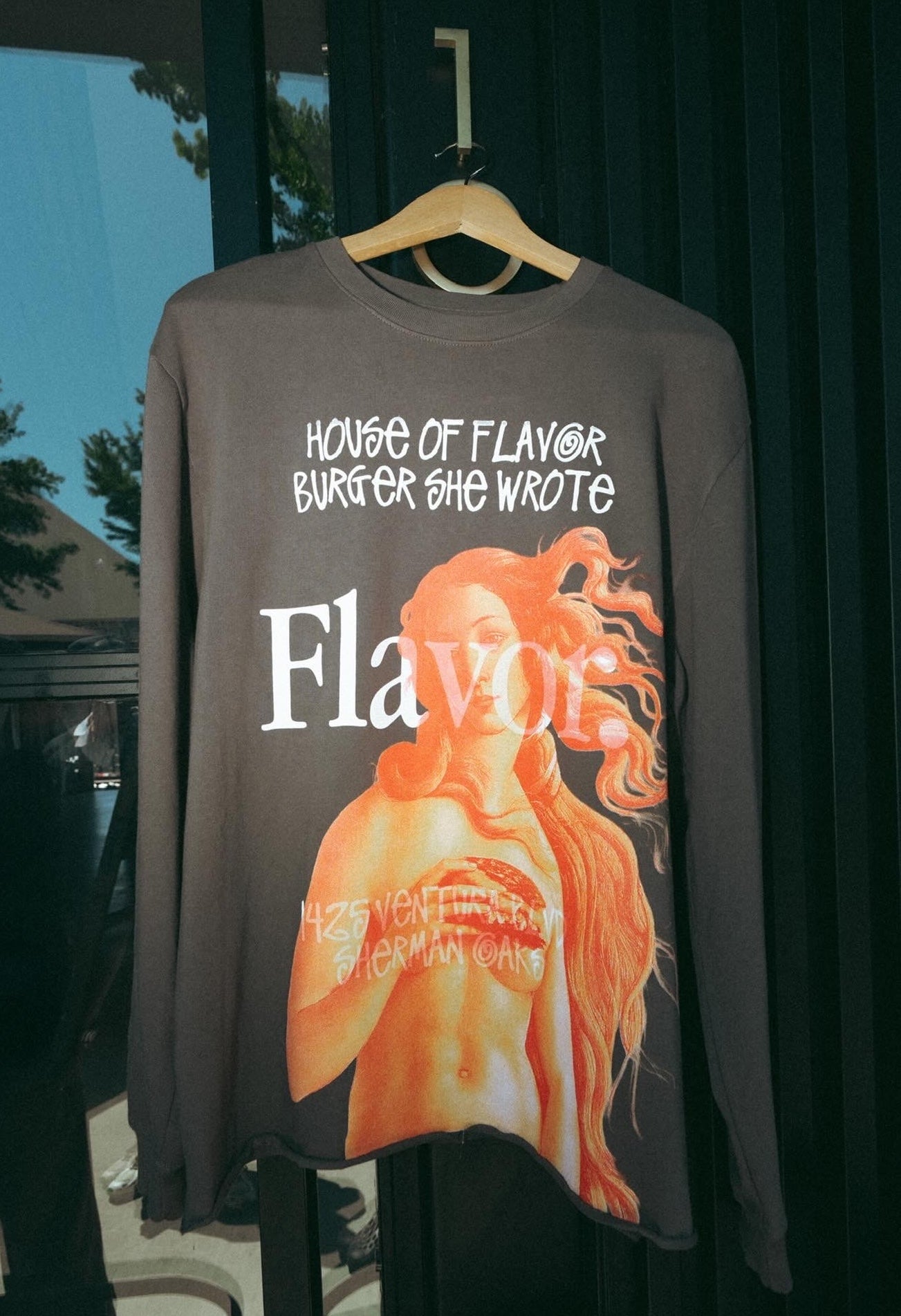 HOUSE OF FLAVOR x STANDARD ISSUE LONG SLEEVED TEE SHIRT FOR BURGER SHE WROTE